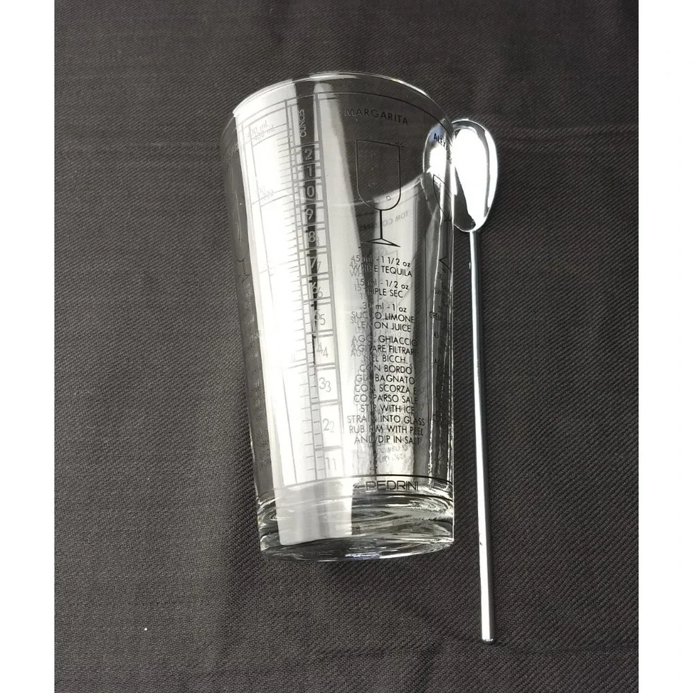 Libbey Cocktail Mixed Drink Recipe Glass‎ Tumbler & Stainless Spoon Barware Vtg